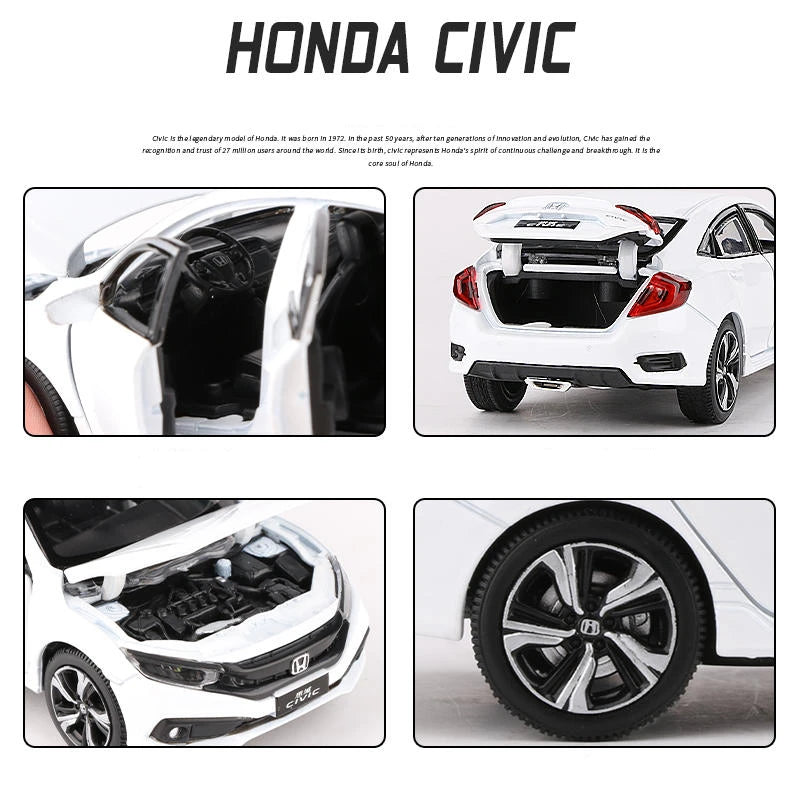 1:32 HONDA CIVIC TYPE-R Alloy Sports Car Model Diecast Metal Toy Vehicles Car Model Sound and Light Collection Children Toy Gift - IHavePaws