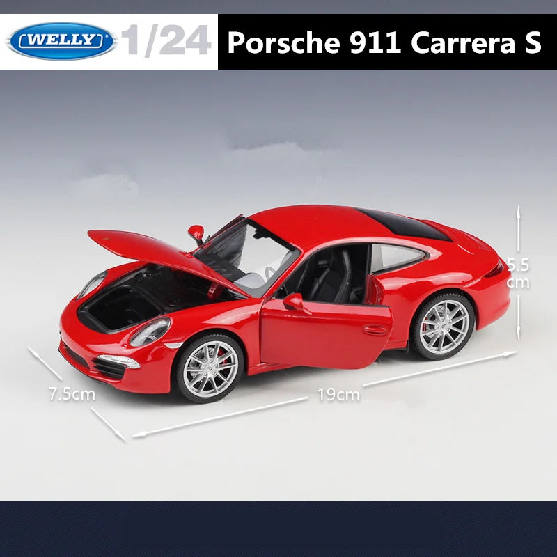 WELLY 1:24 Porsche 911 Carrera S 991 Coupe Alloy Sports Car Model Diecast Metal Toy Vehicles Car Model Simulation Childrens Gift - IHavePaws