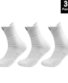 1/3pairs/Lot Men's Socks Compression Stockings Breathable Basketball Sports Cycling running Towel Socks High Elastic Tube Socks White Long3pairs / EU 39-45 - IHavePaws