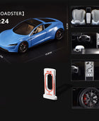 1:24 Tesla Model Y Model 3 Tesla Model S Alloy Die Cast Toy Car Model Sound and Light Roadster Blue - IHavePaws
