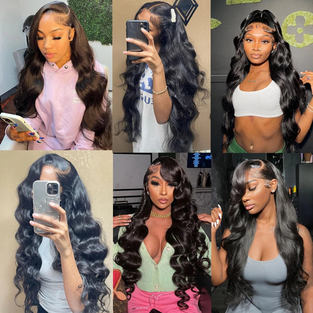 13X4 Transparent Body Wave  Deep Wave  Lace Front Human Hair Wigs For Women Brazilian Human Hair Pre-Plucked Bleached