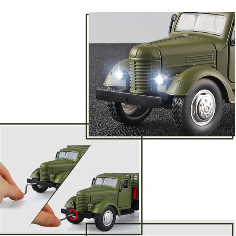 1/24 CA10 Alloy Tactical Truck Armored Car Model Military Personnel Carrier Transport Vehicles Model Sound Light - IHavePaws