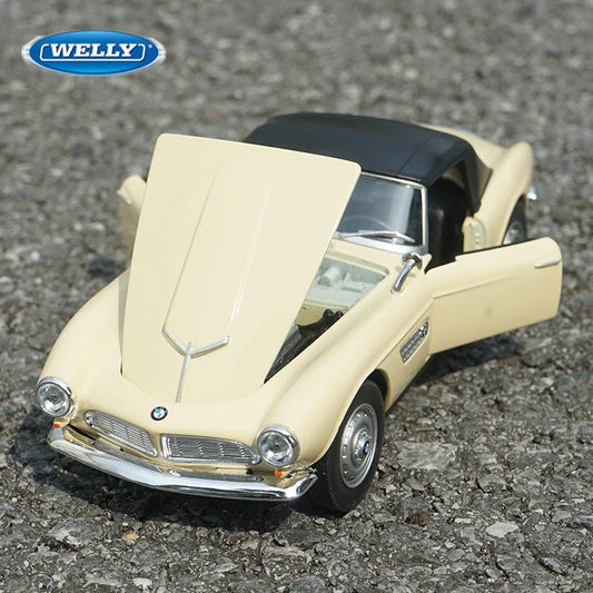 WELLY 1:24 BMW 507 Alloy Car Model Diecast Metal Classic Sports Car Vehicles Model High Simulation Collection Childrens Toy Gift - IHavePaws