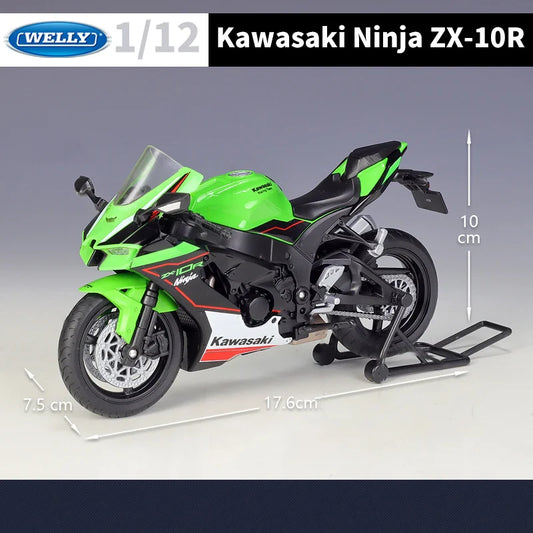 WELLY 1:12 Kawasaki Ninja ZX-10R Heavy Locomoti Alloy Motorcycle Model Metal Cross-country Racing Motorcycle Model Kids Toy Gift