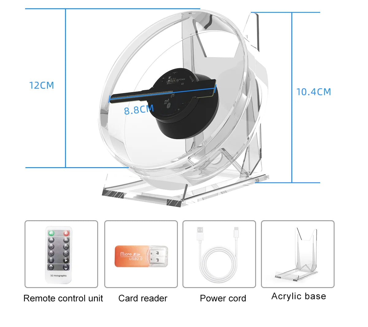 12-100CM 3D Advertising Projector Wifi Sign Holographic Lamp Player Remote Advertise Light US Plug / PD-13cm - IHavePaws