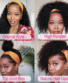 Headband Hair Woman Afro Kinky Curly Wig 200% High Denisty Brazilian Remy Hair Fast-Installing Full Machina Natural MYLOCKME