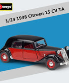 Bburago 1:24 1938 Citroen 15 CV TA Alloy Classic Car Model Diecasts Metal Toy Retro Old Car Model High Simulation Childrens Gift Red - IHavePaws