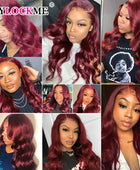 99j Burgundy Lace Front Wigs Human Hair Glueless Wine Red Colored Body Wave Wigs 13x6 13x4 HD Transparent Frontal Wigs