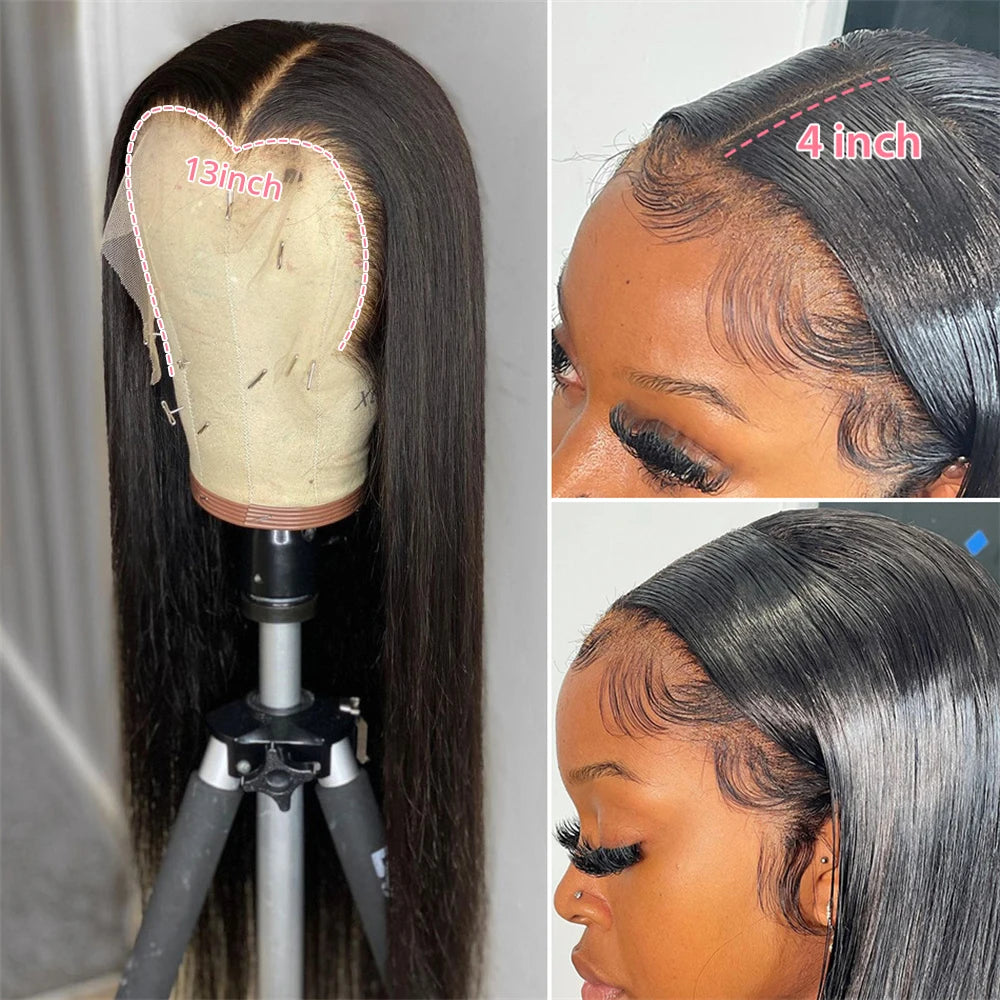 Straight 13x4 13x6 Glueless Lace Front Human Hair Wigs Brazilian Bone Straight Lace Frontal Wigs With Baby Hair PrePlucked Wig