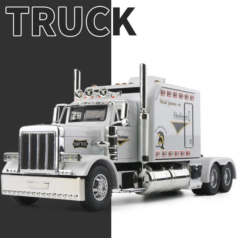 New 1/24 Alloy Trailer Truck Head Car Model Diecast Metal Container Truck Engineering Transport Vehicles Car Model Kids Toy Gift White - IHavePaws