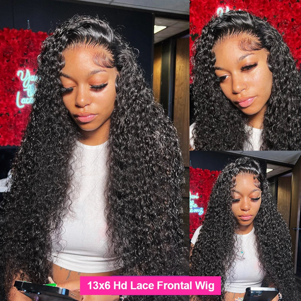 30 32 34 Inch Deep Wave Frontal Wig Transparent 13x4 13x6 Lace Front Human Hair Wigs 4x4 Lace Closure Wig Brazilian Remy Hair