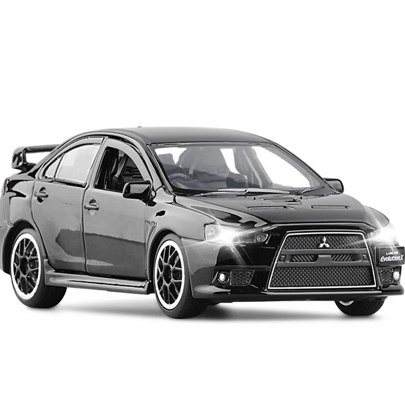 1:32 Mitsubishi Lancer Evo X 10 Alloy Car Model Diecast Metal Toy Car Scale Model Simulation Sound and Light Collection Black - IHavePaws