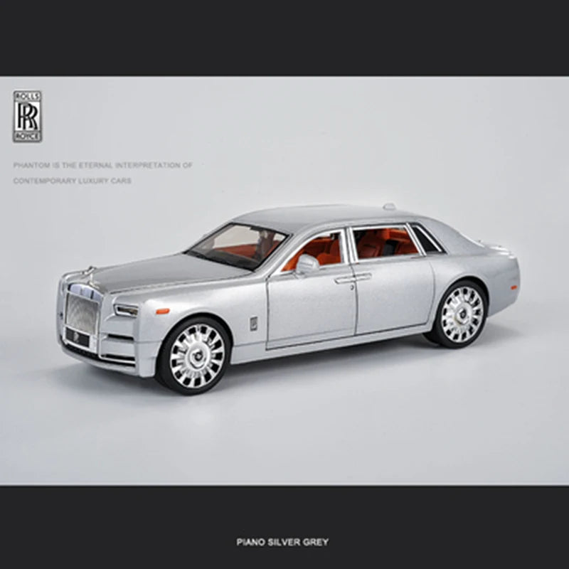 2022 New 1/18 Rolls-Royce Phantom Alloy Luxy Car Model Diecast Metal Toy Vehicles Car Model Simulation Sound and Light Kids Gift Silvery - IHavePaws