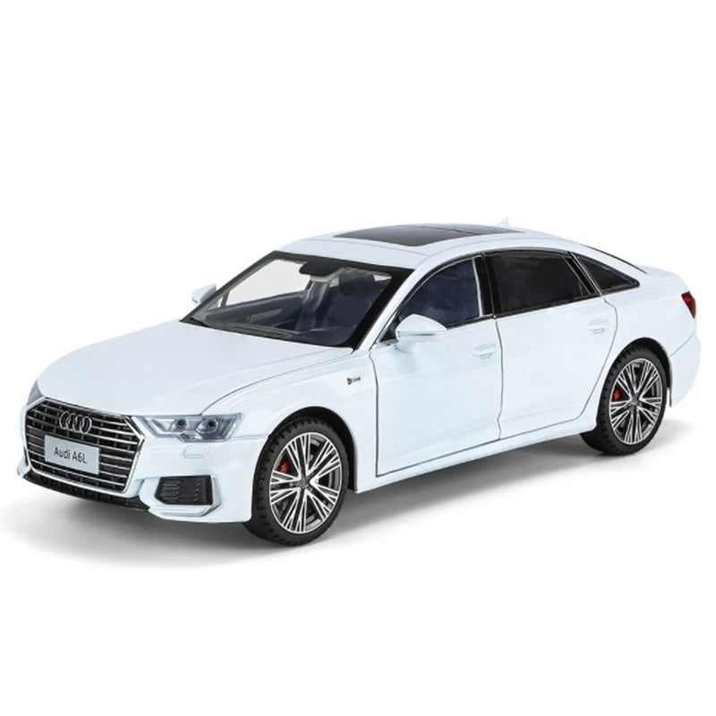 1/18 AUDI A6 Alloy Car Model Diecast & Toy Metal Vehicle Car Model Collection Sound and Light High Simulation Childrens Toy Gift White - ihavepaws.com