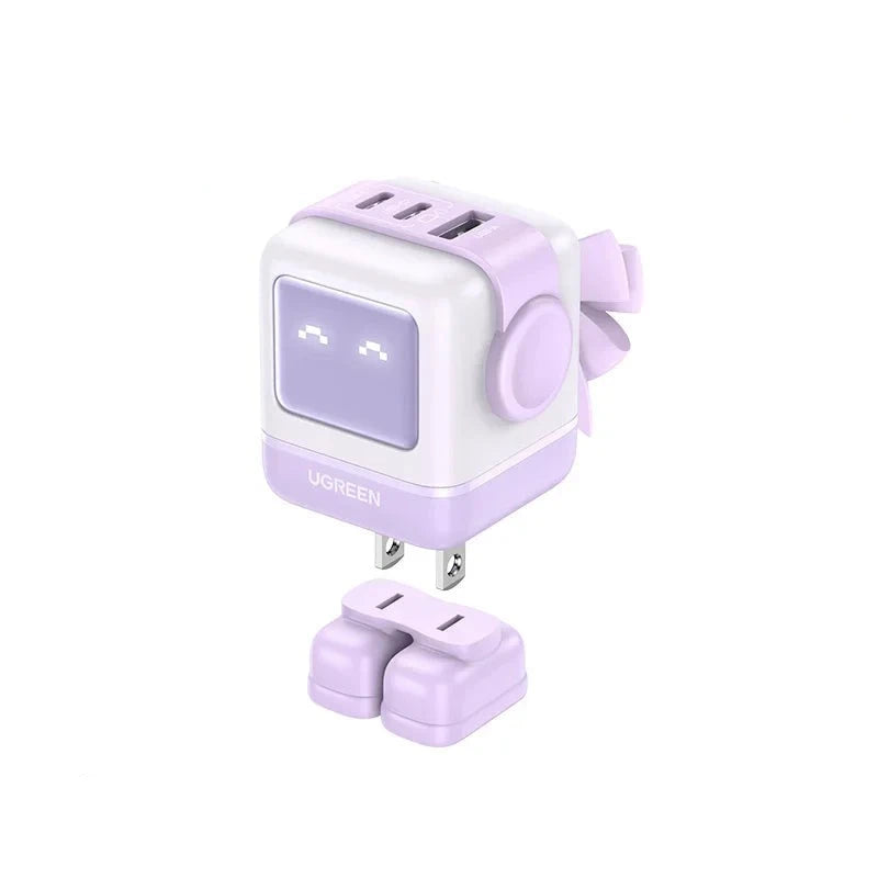 UGREEN 65W GaN Charger Robot Design Quick Charge 4.0 3.0 PPS PD Fast Charger for iPhone 15 14 13 Pro Macbook Laptop Tablet US GaN 65W Purple - IHavePaws