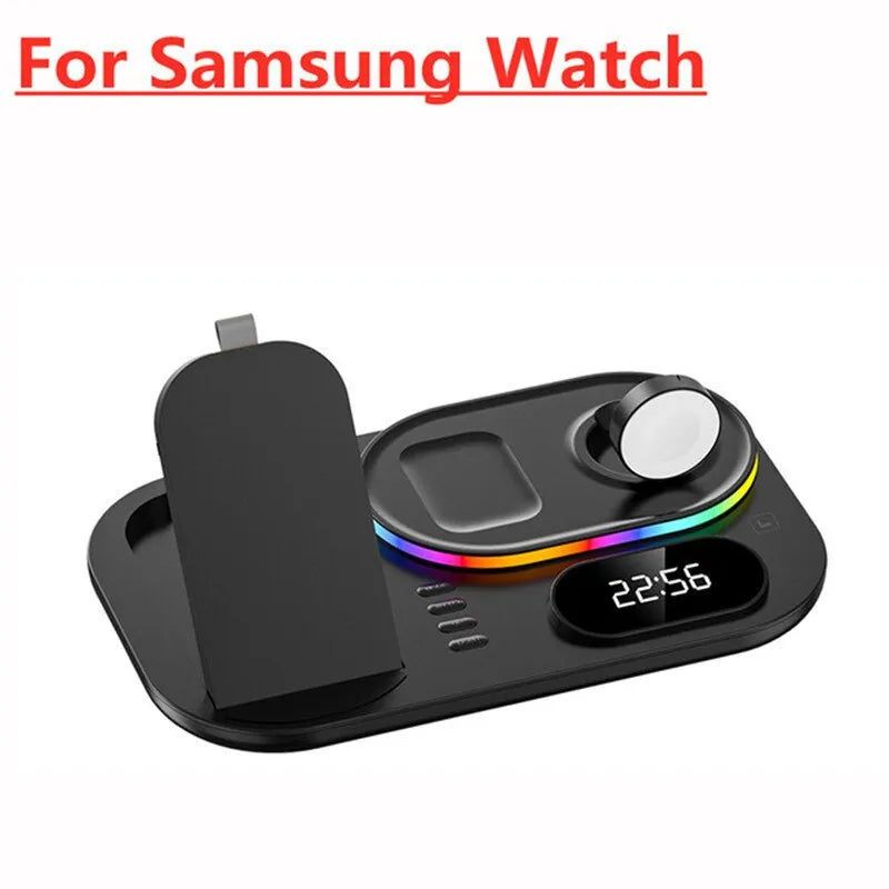 OmniCharge 4-in-1 Wireless Charging Stand with Light and Digital Clock Black for Samsung - ihavepaws.com