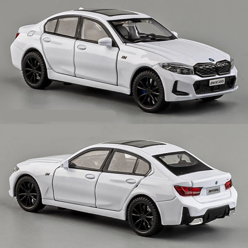 1/32 BMW 320 320i Alloy Car Model Diecast Metal Toy Vehicles Car Model High Simulation Sound and Light Collection Childrens Toy Gift White - IHavePaws