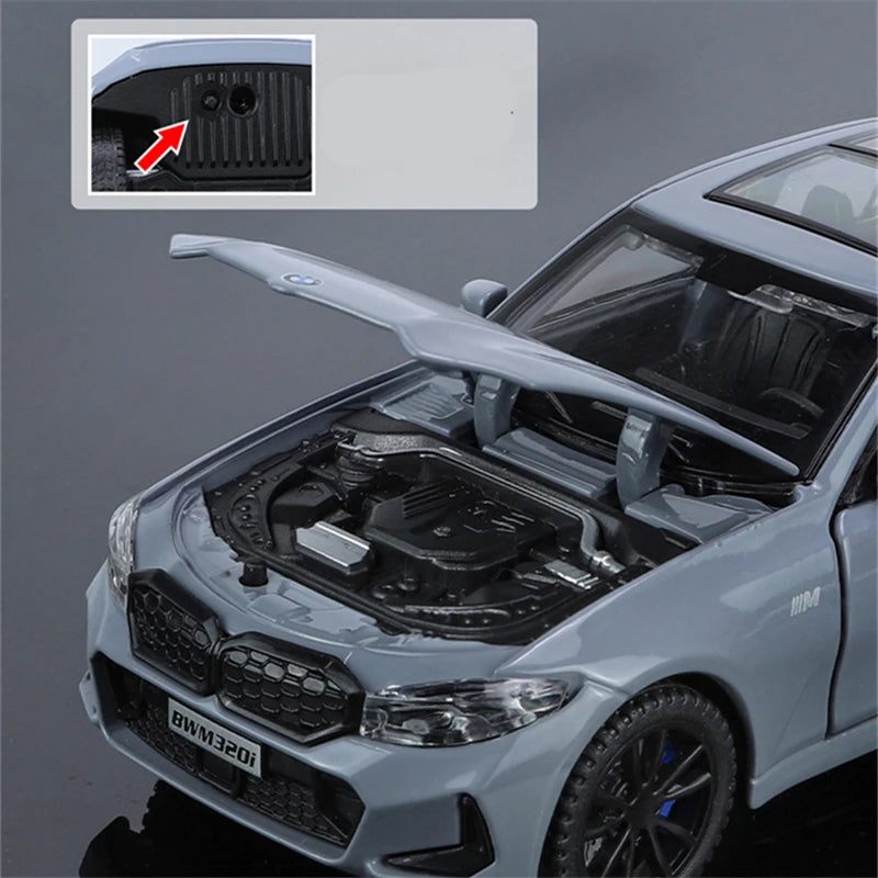 1/32 BMW 320 320i Alloy Car Model Diecast Metal Toy Vehicles Car Model High Simulation Sound and Light Collection Childrens Toy Gift - IHavePaws