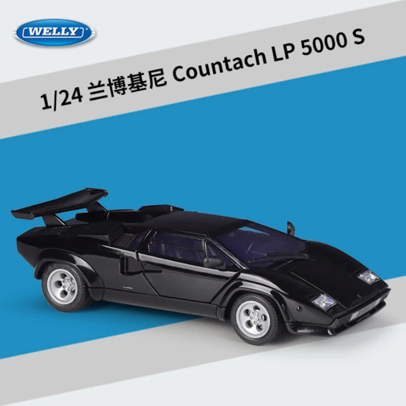 Welly 1:24 Lamborghini Countach LP5000s Alloy Sports Car Model Diecasts Metal Race Car Model Simulation Collection Kids Toy Gift Black - IHavePaws