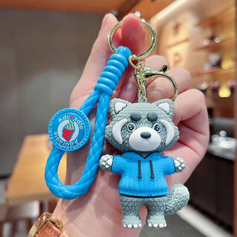 Cute Raccoon Keychain Charm Creative Animal Doll Pendant Luggage Accessories Children's Party Toy Gifts Unisex Car Key Ring Blue - ihavepaws.com