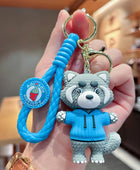 Cute Raccoon Keychain Charm Creative Animal Doll Pendant Luggage Accessories Children's Party Toy Gifts Unisex Car Key Ring Blue - ihavepaws.com