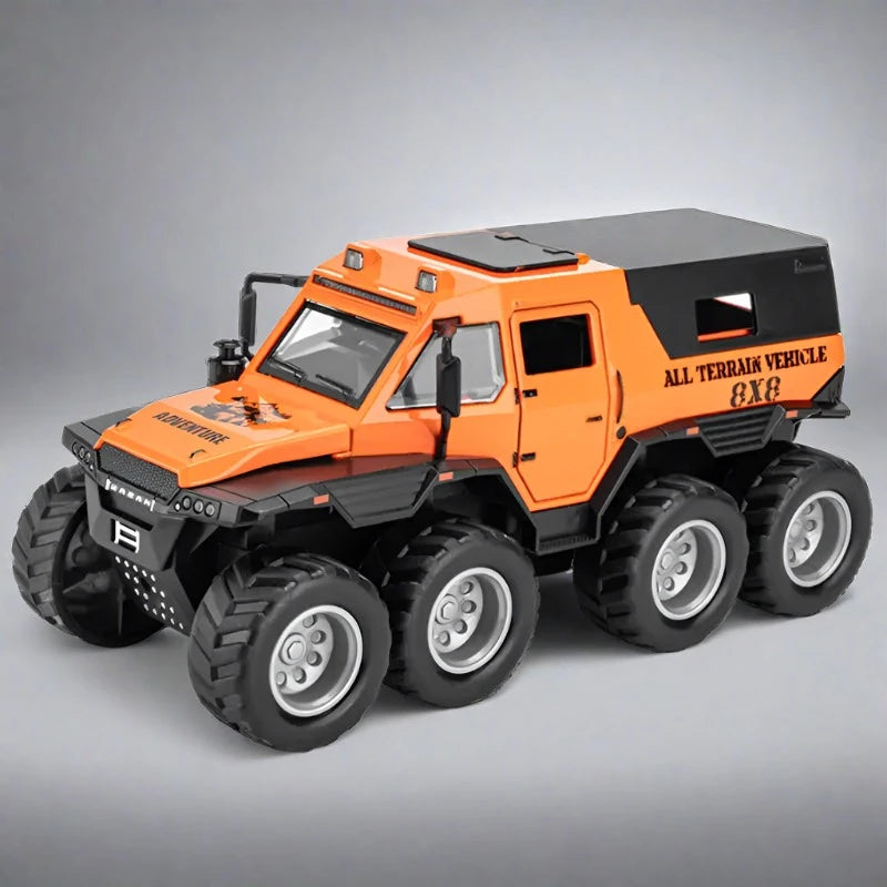 1:32 Siberia Conqueror Shaman Alloy Armored Car Model Diecast Toy All Terrain Off-road Vehicles Car Model Sound Light Kids Gifts Orange - IHavePaws
