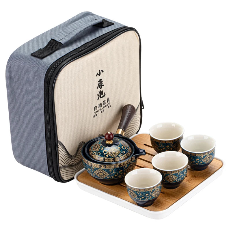 Swing Tea Artifact Lazy Kung Fu Tea Set Portable Xiaoyao Teapot Teaware Kitchen Dining Bar Home Garden suit A - IHavePaws