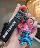 Creative Acrylic Electroplated Violent Bear Keychain Pendant Cartoon Animal Doll Car Key Chain Backpack Pendant Couple Gift Blue - ihavepaws.com
