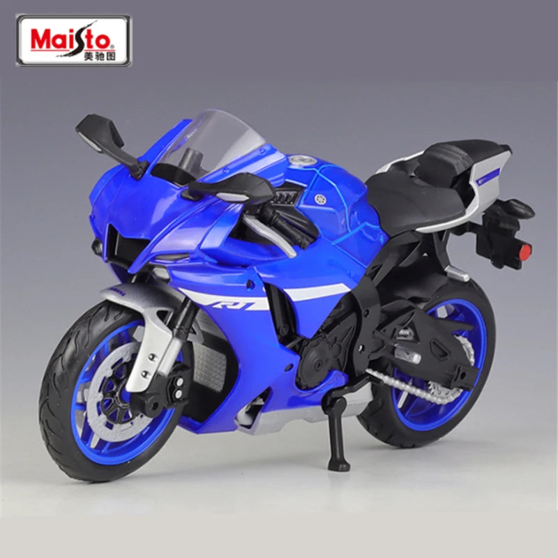 Maisto 1:12 2021 YAMAHA YZF-R1 Alloy Racing Motorcycle Model Metal Street Sports Motorcycle Model High Simulation Blue - IHavePaws