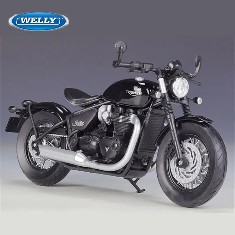 WELLY 1:12 Triumph Bonneville Bobber Alloy Race Motorcycle Model Simulation Diecast Metal Sports Motorcycle Model Childrens Gift