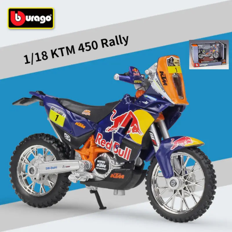 Bburago 1:18 2019 KTM 450 Rally 1 Red Bull Alloy Racing Motorcycle Model Diecast Metal Track Motorcycle Model Childrens Toy Gift 450Rally - IHavePaws