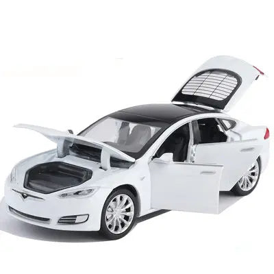 1:32 Tesla Model S Model 3 Alloy Car Model Simulation Diecast Metal Toy Car Vehicles Model Collection Sound Light Childrens Gift Model s white - IHavePaws