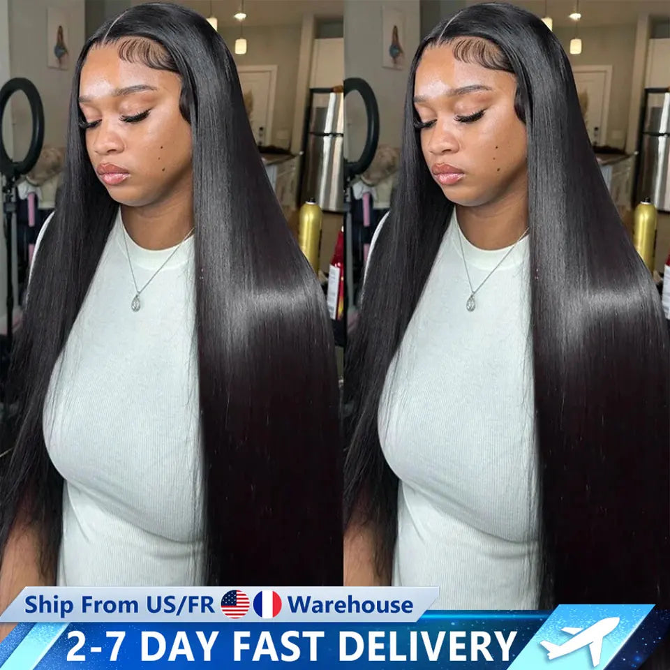 180 Density 13x4 13x6 360 Transparent Bone Straight Lace Front Human Hair Wig 4x4 Lace Wig Brazilian Lace Frontal Wigs For Women