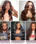 HD Chocolate Brown 13X4 Body Wave Lace Front Wig 28 30 32 Inch Brazlian Human Hair Wigs Dark Brown Transparent Lace Frontal Wig