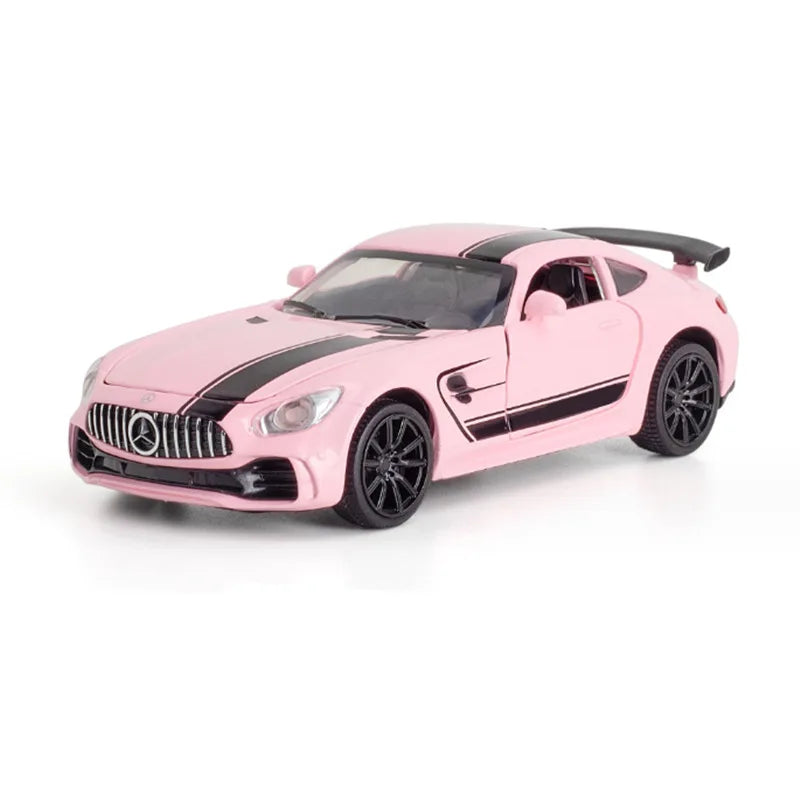 1/32 Benz-GT GTR Alloy Racing Car Model Diecast Metal Sports Car Model High Simulation Sound and Light Collection Kids Toy Gift Pink - IHavePaws