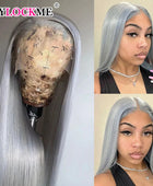 Silver Gray Lace Front Human Hair Wigs Transparent 13x4 Lace Straight Lace Frontal Wig For Wome Remy Wig MYLOCKME