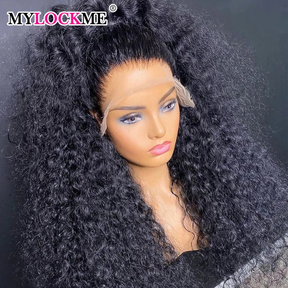 Curly Lace Front Wig Human Hair 13x4 Kinky Curly Lace Frontal Wig Brazilian Transparent Lace Wigs 200 Density Brazilian MYLOCKME