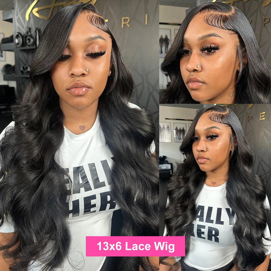 180% 13x4 360 Body Wave Lace Front Human Hair Wigs Brazilian Water Wave 13x6 HD Transparent Lace Frontal Wig For Women