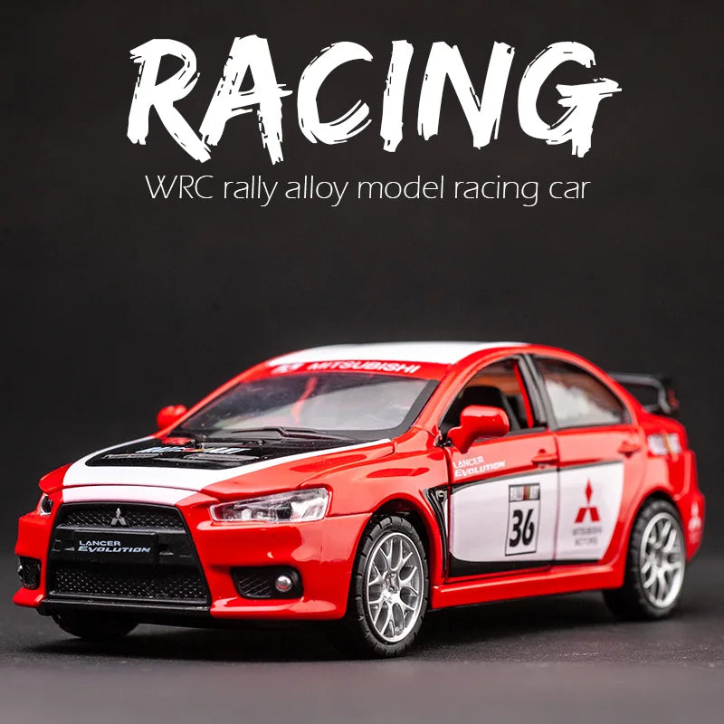 1:32 Mitsubishis Lancer Evo X 10 Alloy Car Model Diecast Metal Toy Vehicle Car Model Simulation Sound Light Collection Kids Gift Racing Red - IHavePaws