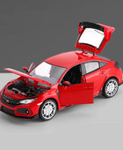 1:24 HONDA CIVIC TYPE-R Alloy Car Model Diecast Toy Metal Sports Car Vehicles Model Sound and Light Collection Children Toy Gift Red - IHavePaws