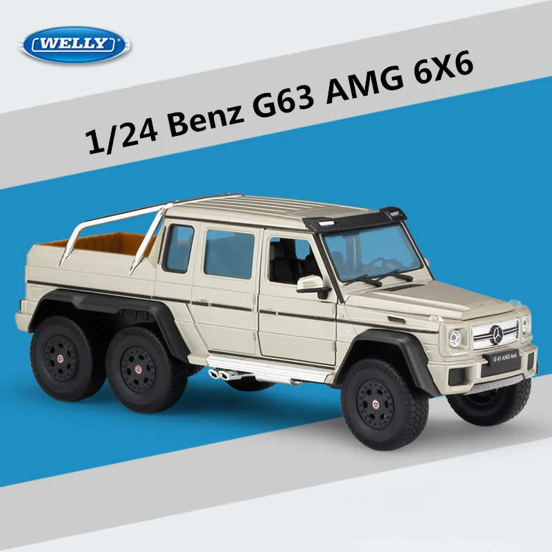 WELLY 1:24 Mercedes-Benz G63 AMG 6*6 Alloy Car Model Diecasts & Toy Metal Off-Road Vehicles Golden - IHavePaws