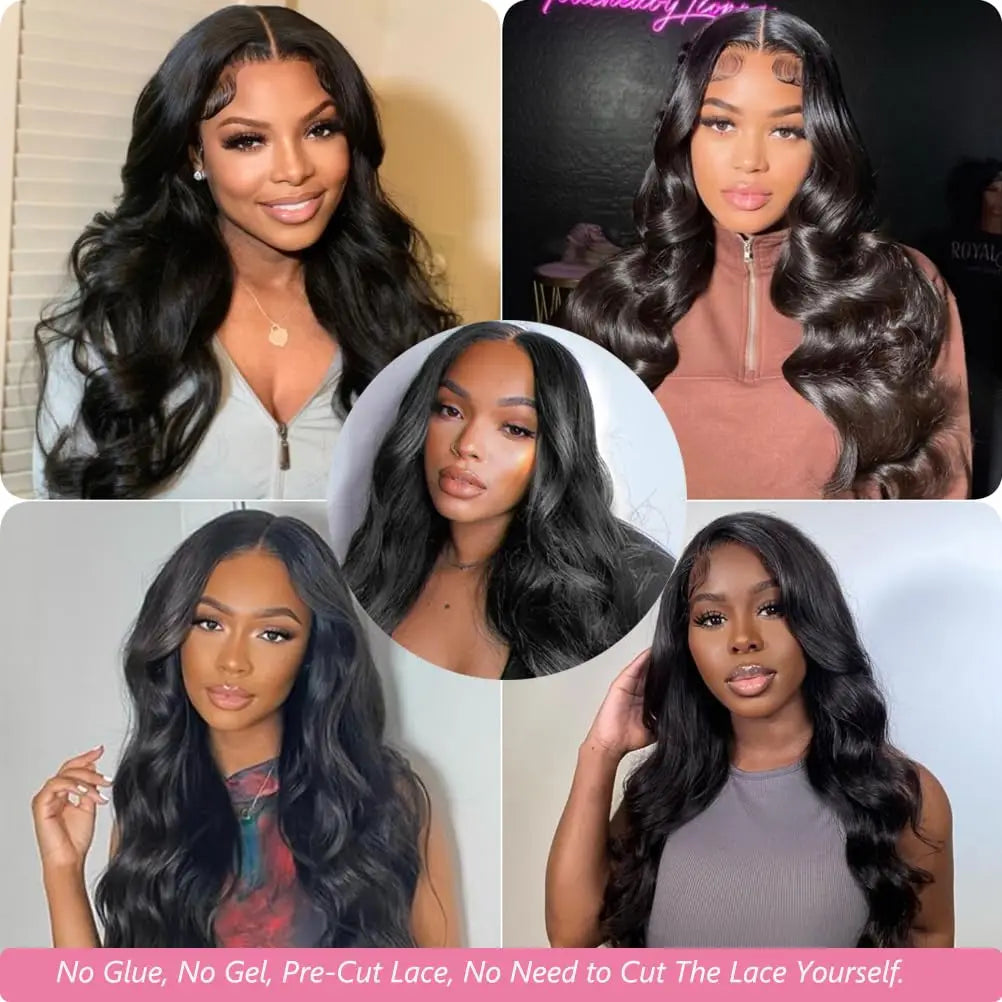 Ready To Wear 5x5 6x4 Lace Closure Wig Body Wave Glueless Wig Human Hair No Glue Pre Cut Lace Wig 180% Density