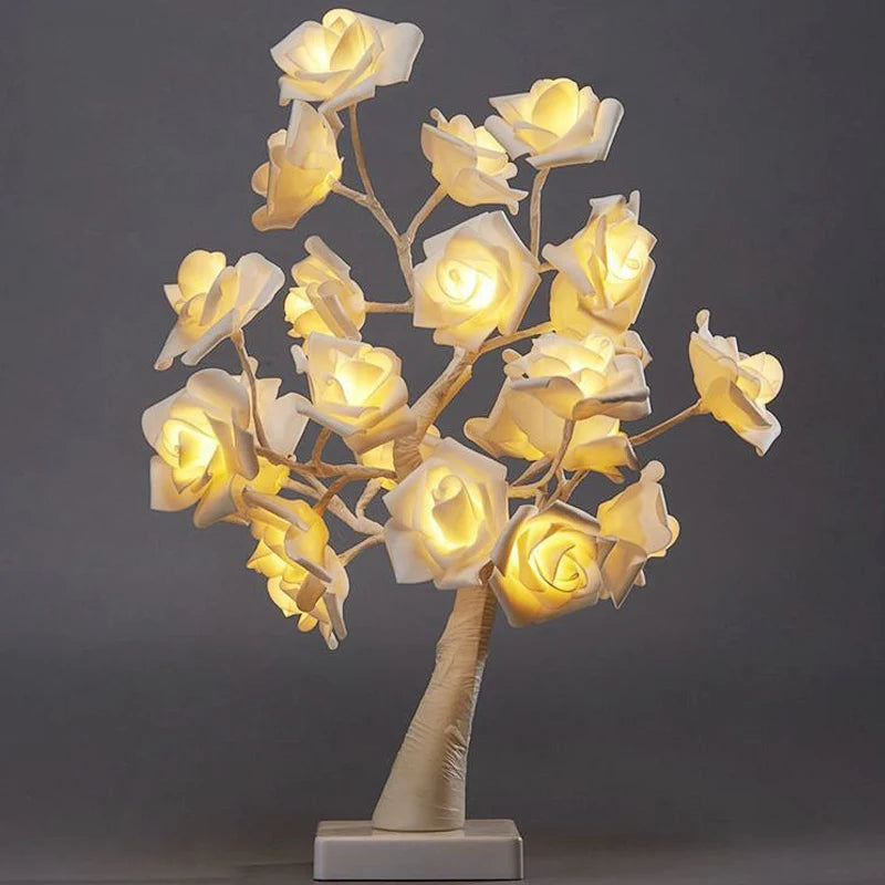 LED Rose Flower Table Lamp USB Christmas Tree Fairy Lights New warm white - IHavePaws