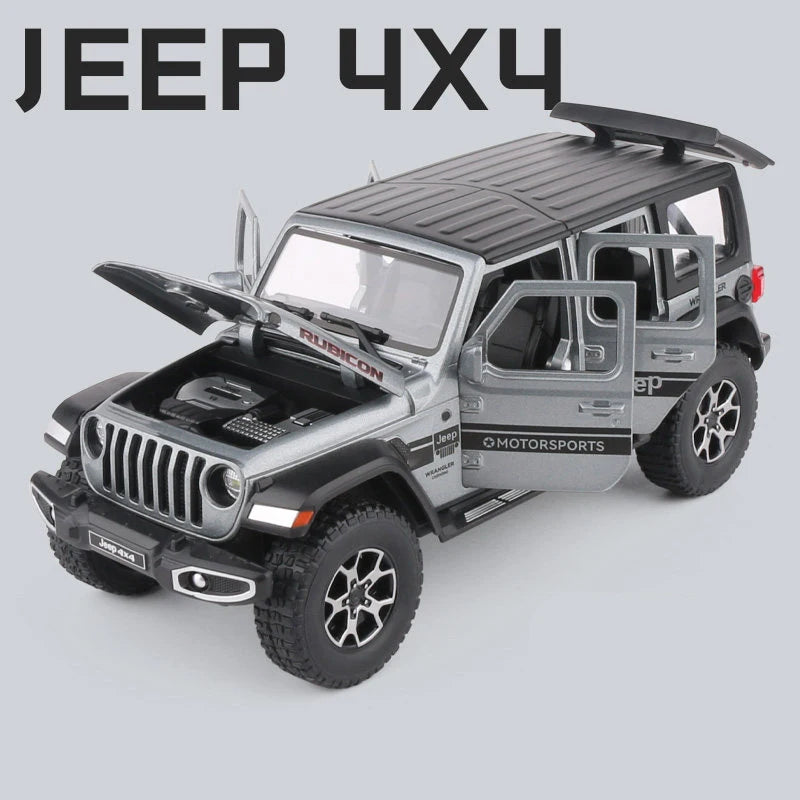 1:22 Jeep Wrangler Rubicon Alloy Car Model Diecasts Metal Off-road Vehicles Car Model Simulation Collection Childrens Toys Gift Grey - IHavePaws