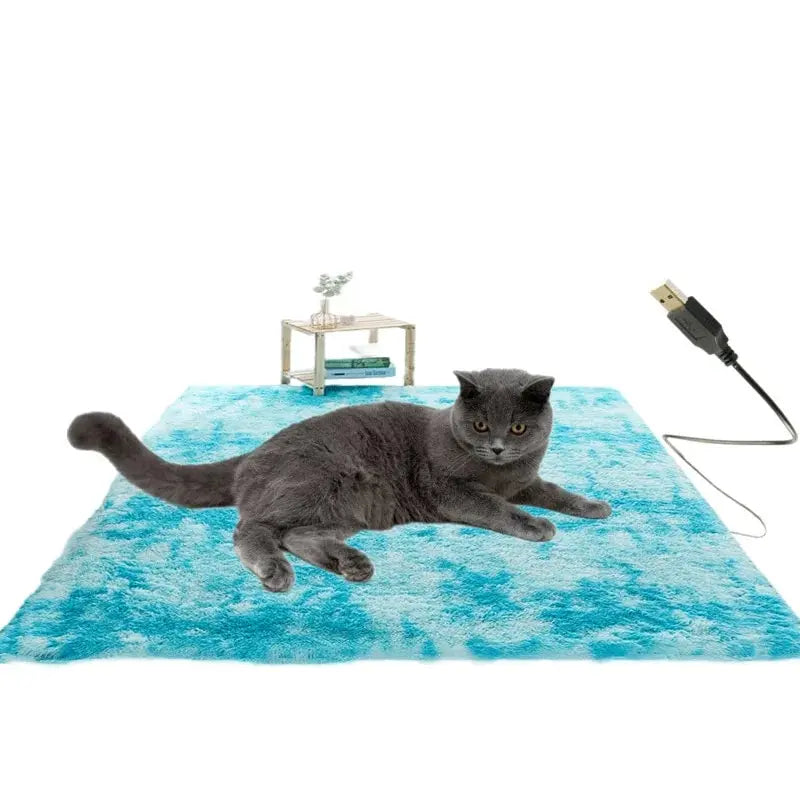 Pet Electric Heat Pad Constant Temperature Waterproof Scratchproof Leakproof USB square blue and white heating pad - ihavepaws.com