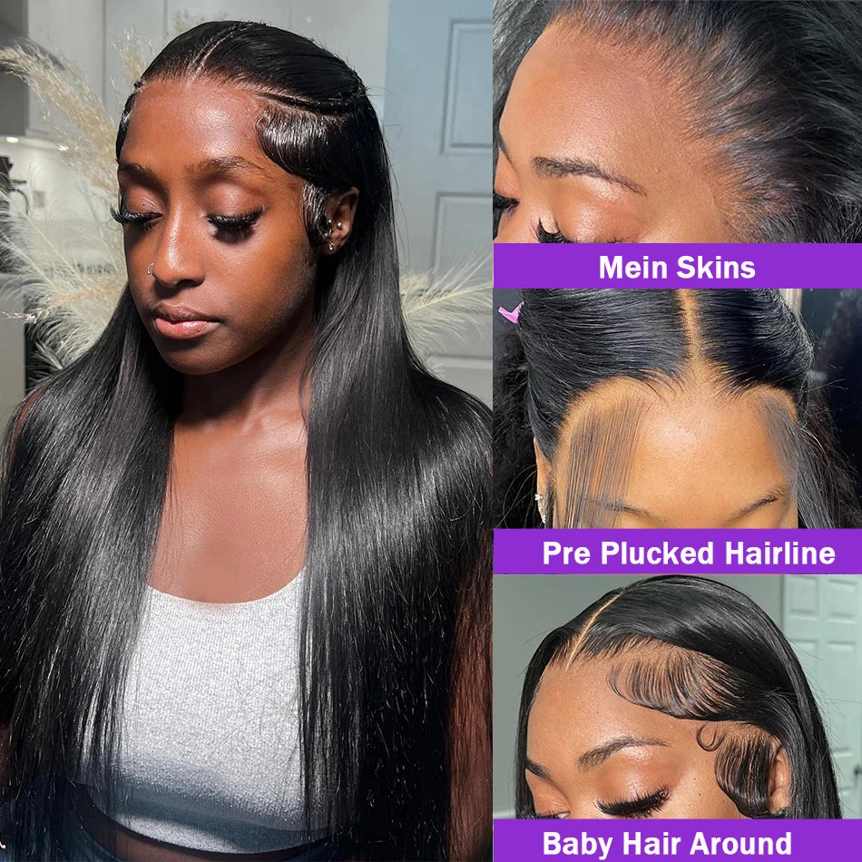 13X4 Lace Frontal Wig Straight 13x6 HD Lace Front Human Hair Wigs For Black Women Bone Straight Wigs Huamn Hair Natural Color