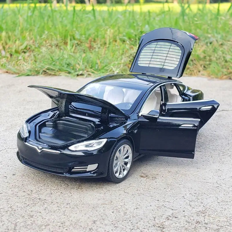 1:32 Tesla Model S 3 Alloy Car Model Simulation Diecasts Metal Toy Car Vehicles Model Collection Sound and Light Childrens Gifts Model S Black - IHavePaws