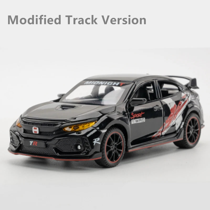 1:32 HONDA CIVIC TYPE-R Alloy Car Model Diecasts & Toy Vehicles Metal Sports Car Model Sound and Light Collection Modified Black - IHavePaws