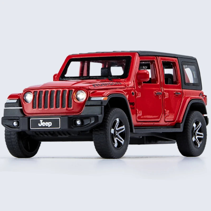 1:32 Jeep Wrangler Rubicon Alloy Car Model Diecasts Metal Off-road Vehicles Car Model Simulation Sound and Light Kids Toys Gift Red - IHavePaws