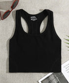 Basic Crop Tops Racerback Yoga Vest Women Gym Seamless Rib Knit Tank Tops Female Bra Without Brassiere Pad black / M - IHavePaws